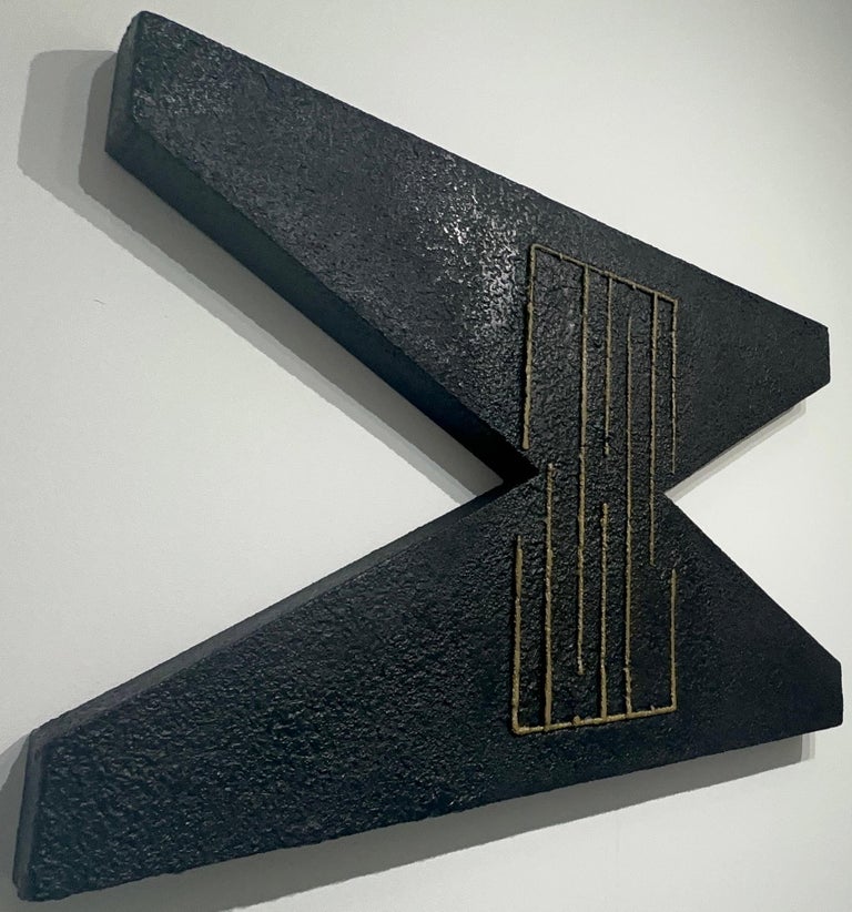 Joel Blenz Hourglass, Black abstract geometric hourglass shape, gold