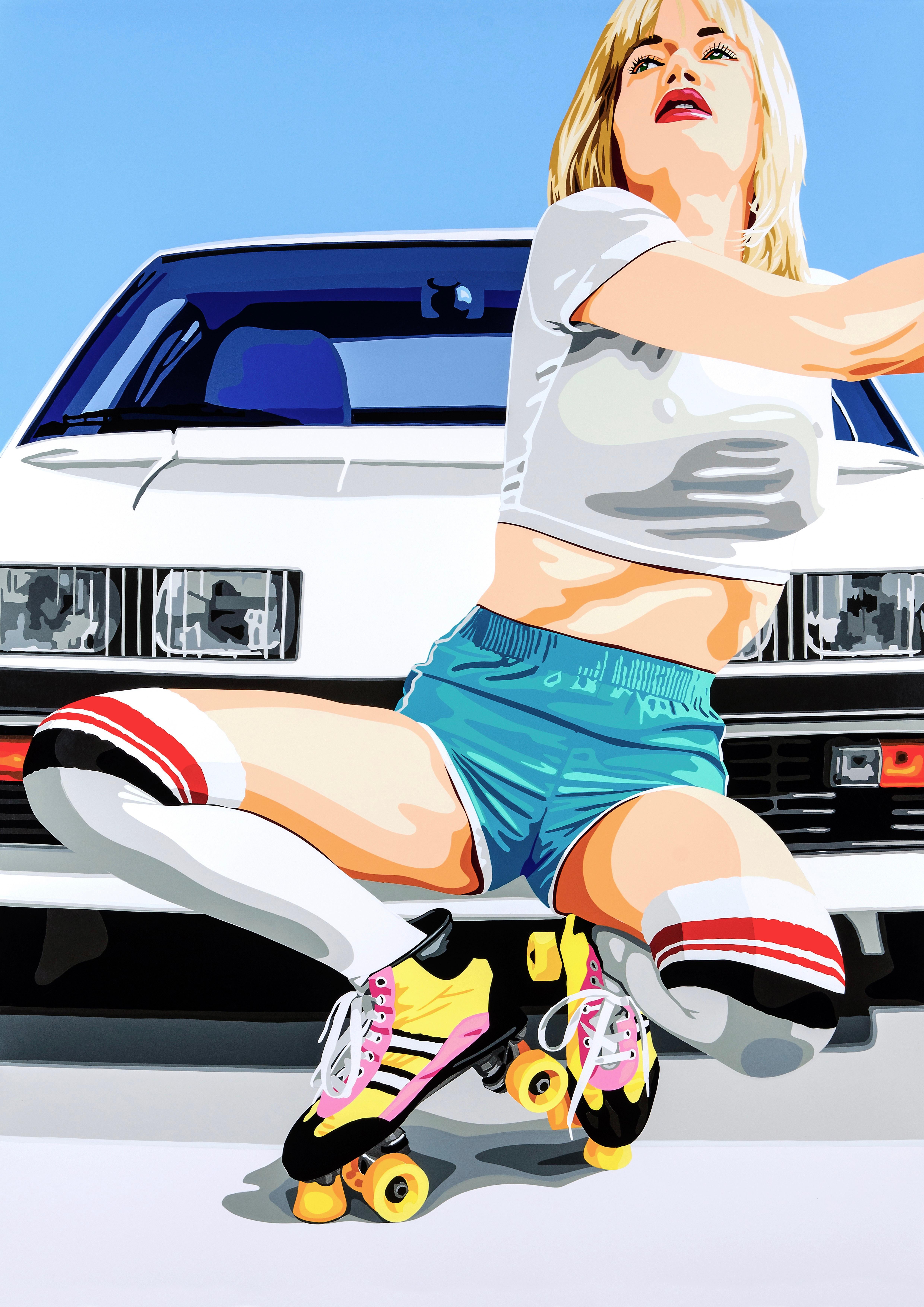 Roller skater - figurative collage - Mixed Media Art by Joel Clark
