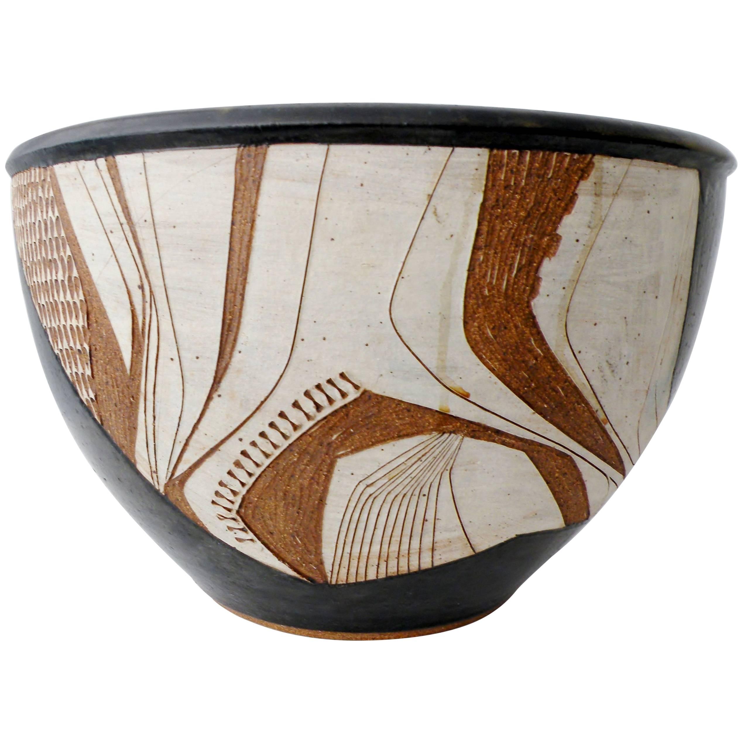 Joel Edwards Abstract California Studio Pottery Large Bowl or Planter For Sale