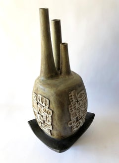 Joel Edwards California Modern Studio Pottery Triple Spouted Vessel Sculpture