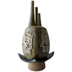 Joel Edwards California Modern Studio Pottery Triple Spouted Vessel Sculpture