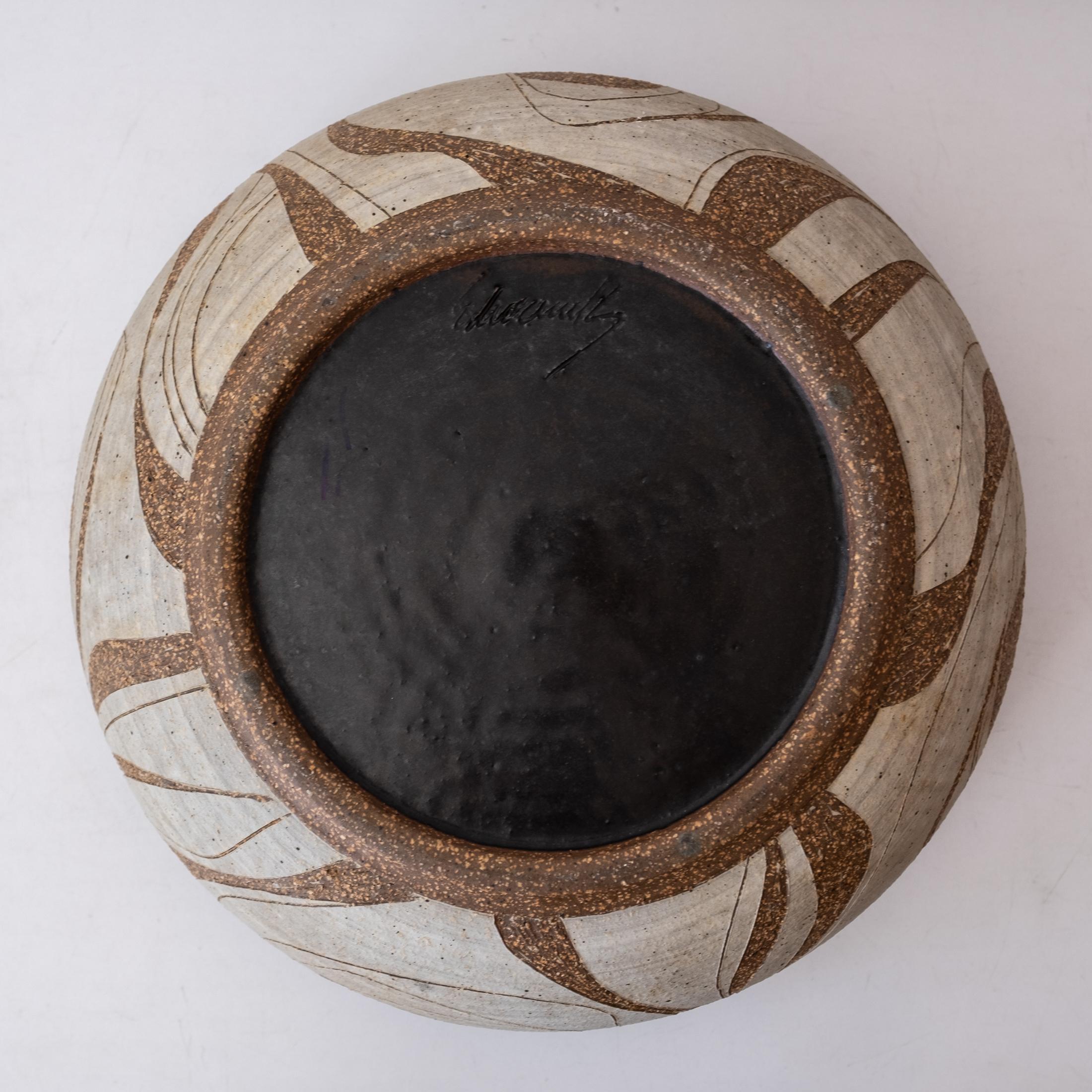 Joel Edwards Incised Studio Ceramic Bowl 1960s 3