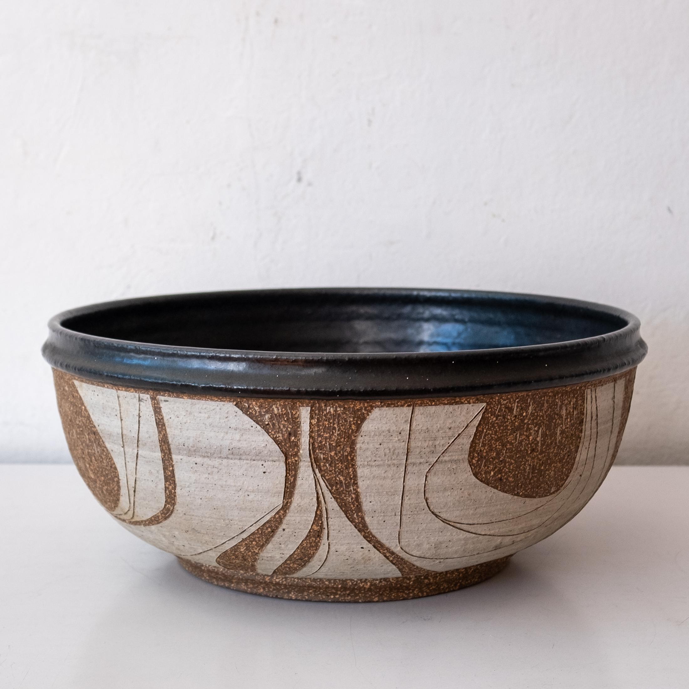 Joel Edwards Incised Studio Ceramic Bowl 1960s 4