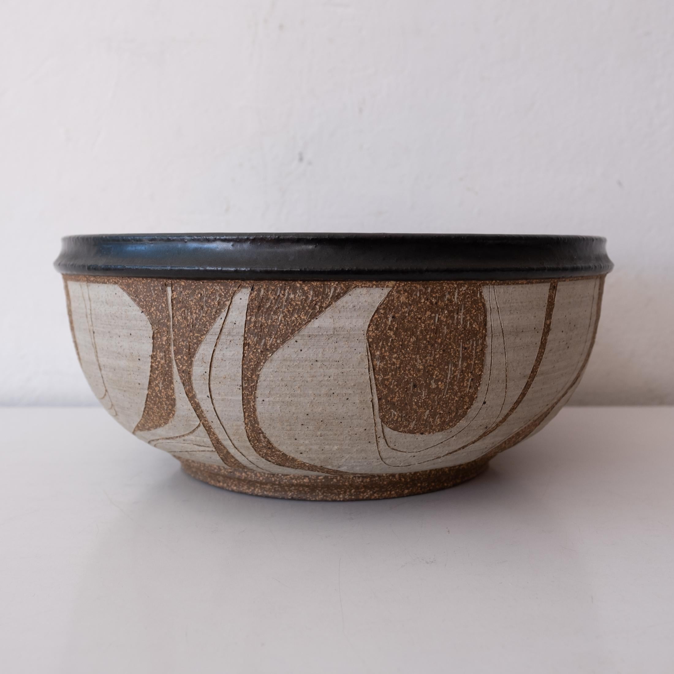 Joel Edwards Incised Studio Ceramic Bowl 1960s 5