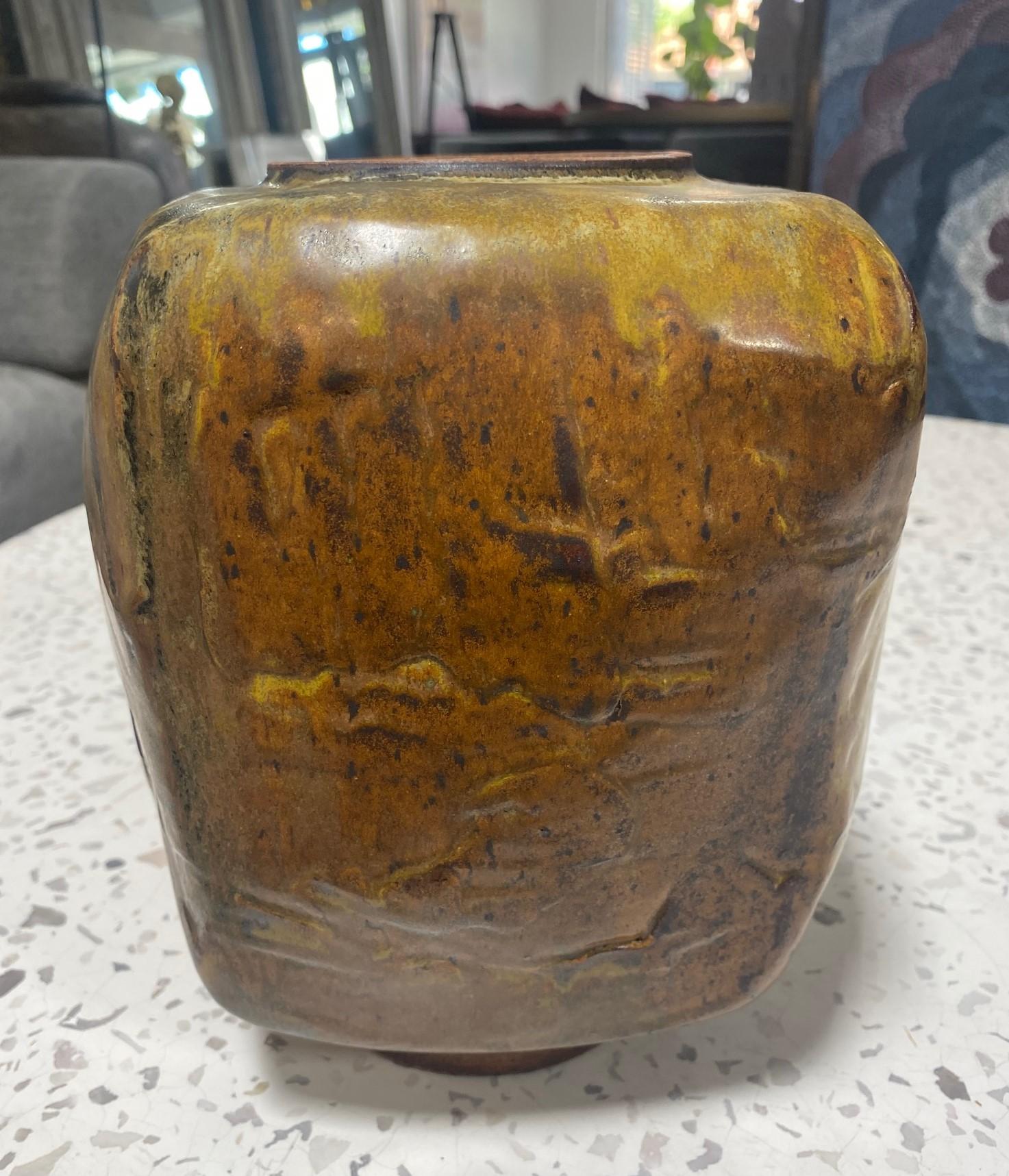 Joel Edwards Signé Mid-Century Modern Brutalist California Studio Pottery Vase en vente 2
