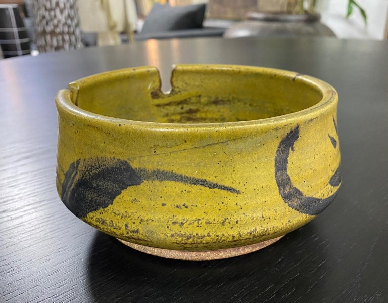 Glazed Joel Edwards Signed Mid-Century Modern California Studio Pottery Ceramic Bowl For Sale