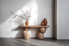 Joel Escalona Elefante Console Table 47, Solid Wood, Geometric Detail