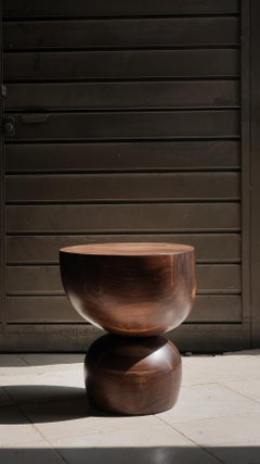 Joel Escalona Elefante Side Table 17, Hefty Rounded Form, Solid Walnut Wood