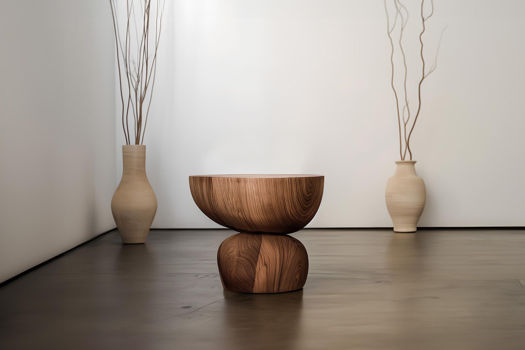 Brutalist Joel Escalona Elefante Side Table 17, Hefty Rounded Form, Solid Walnut Wood For Sale