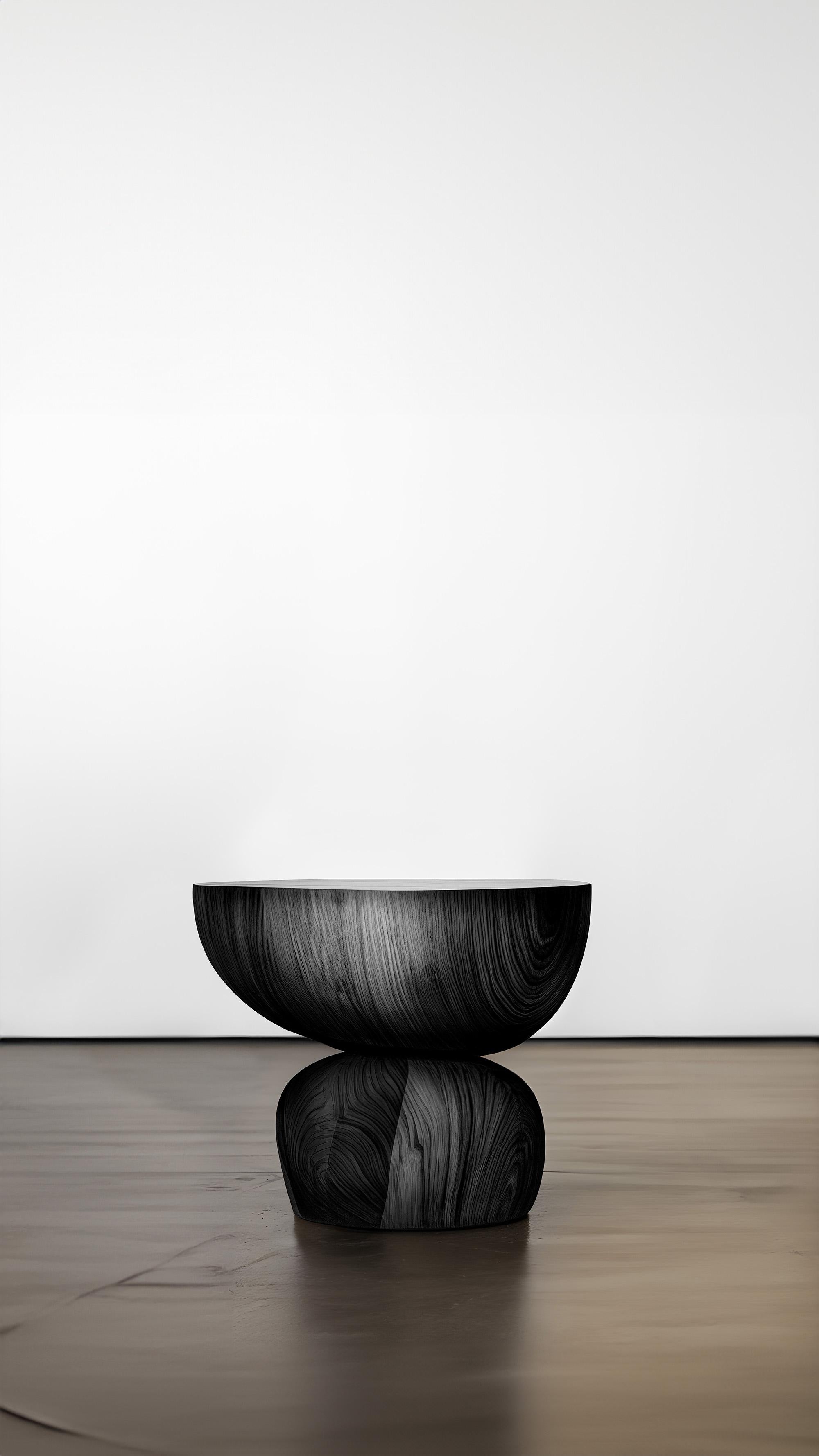 Hardwood Joel Escalona Elefante Side Table 17, Hefty Rounded Form, Solid Walnut Wood For Sale