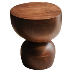 Joel Escalona Elefante Side Table 17, Hefty Rounded Form, Solid Walnut Wood