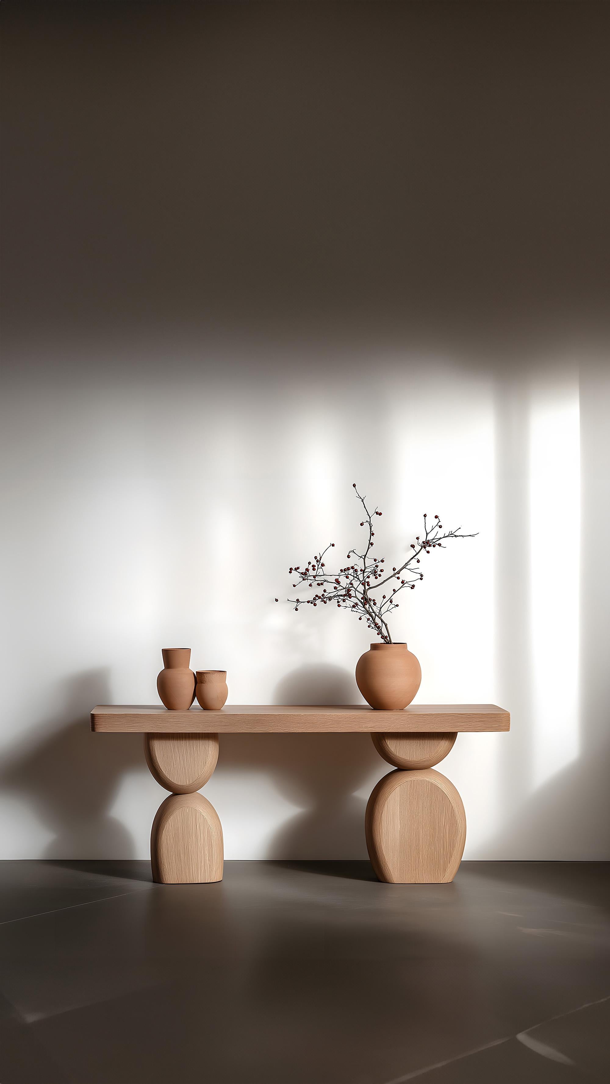Brutalist Joel Escalona's Elefante Console Table 53, Artistic Wood Finish For Sale