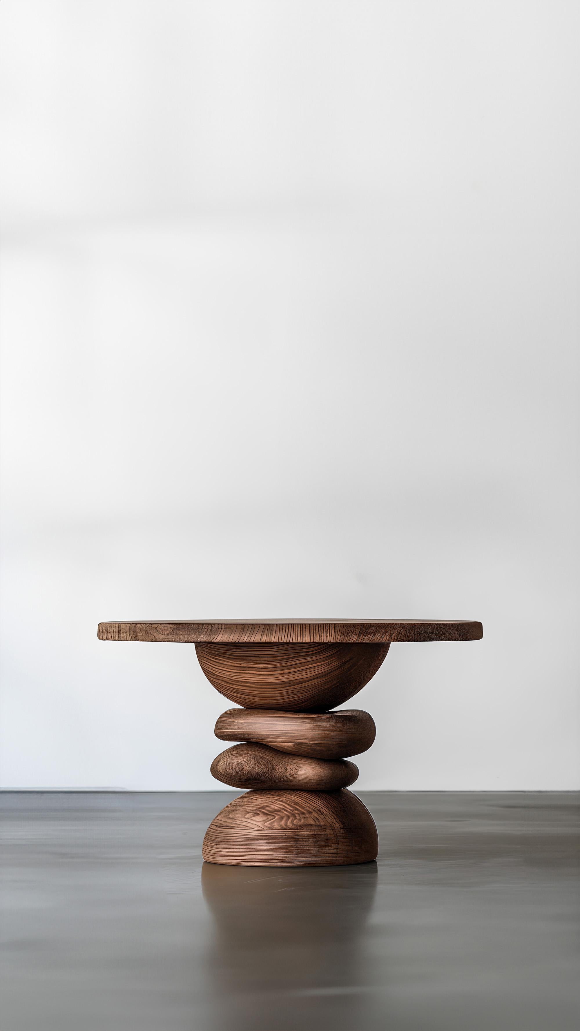 Mexican Joel Escalona's Elefante Side Table 12, Rounded Silhouette, Walnut Wood For Sale