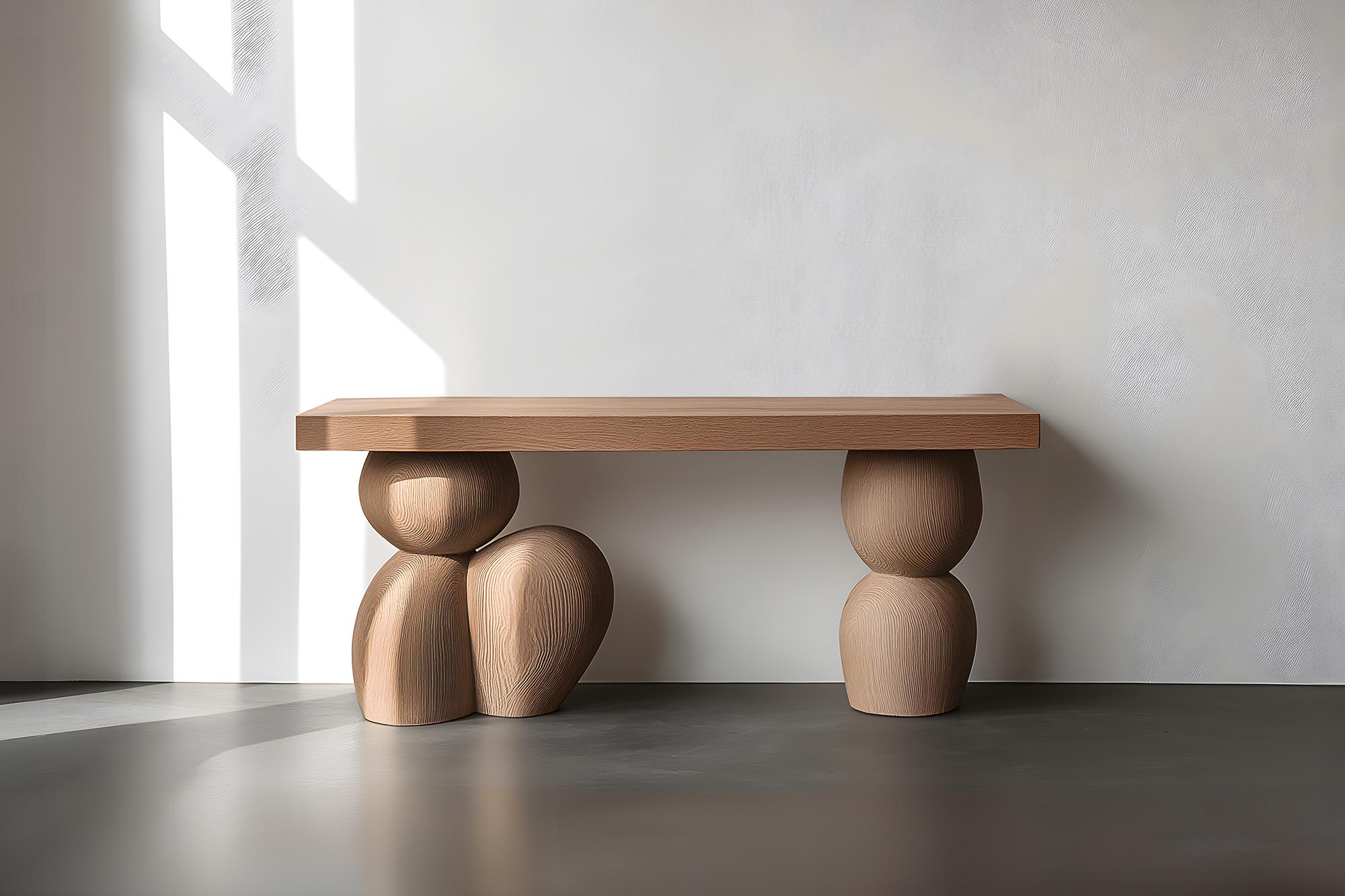 Brutalist Joel Escalona's Elefante Table 44, Sturdy Solid Wood, Modern Edge For Sale
