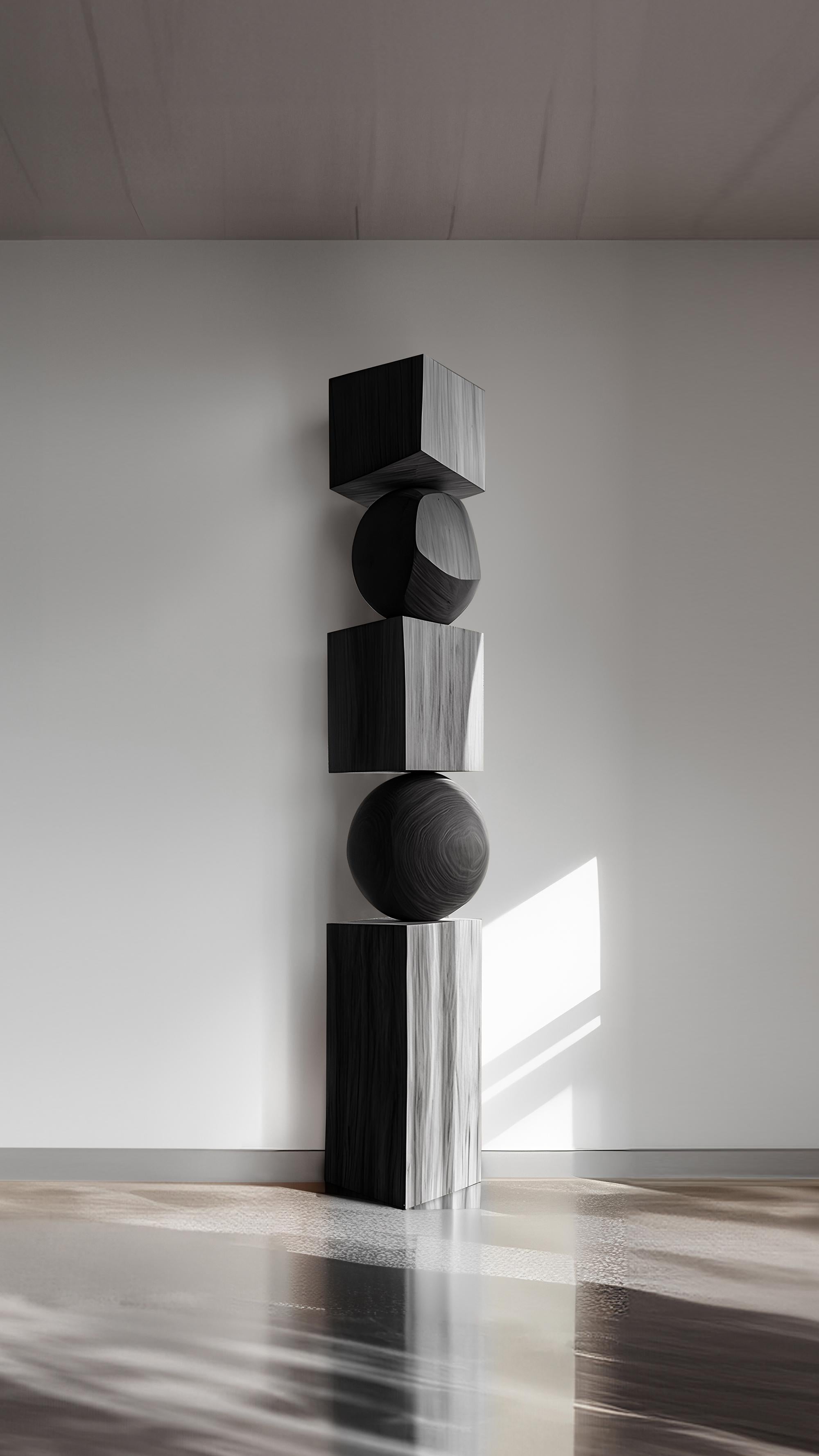 Mexican Joel Escalona's Masterpiece in Elegant Dark Black Solid Wood, Still Stand No100 For Sale