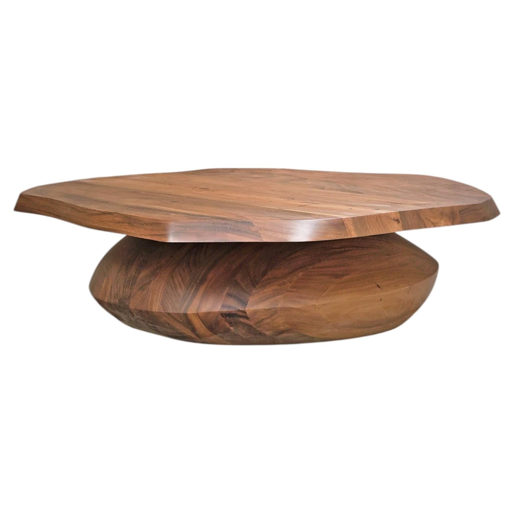 Joel Escalona's Round Coffee Table Solace 50: Solid Parota Wood