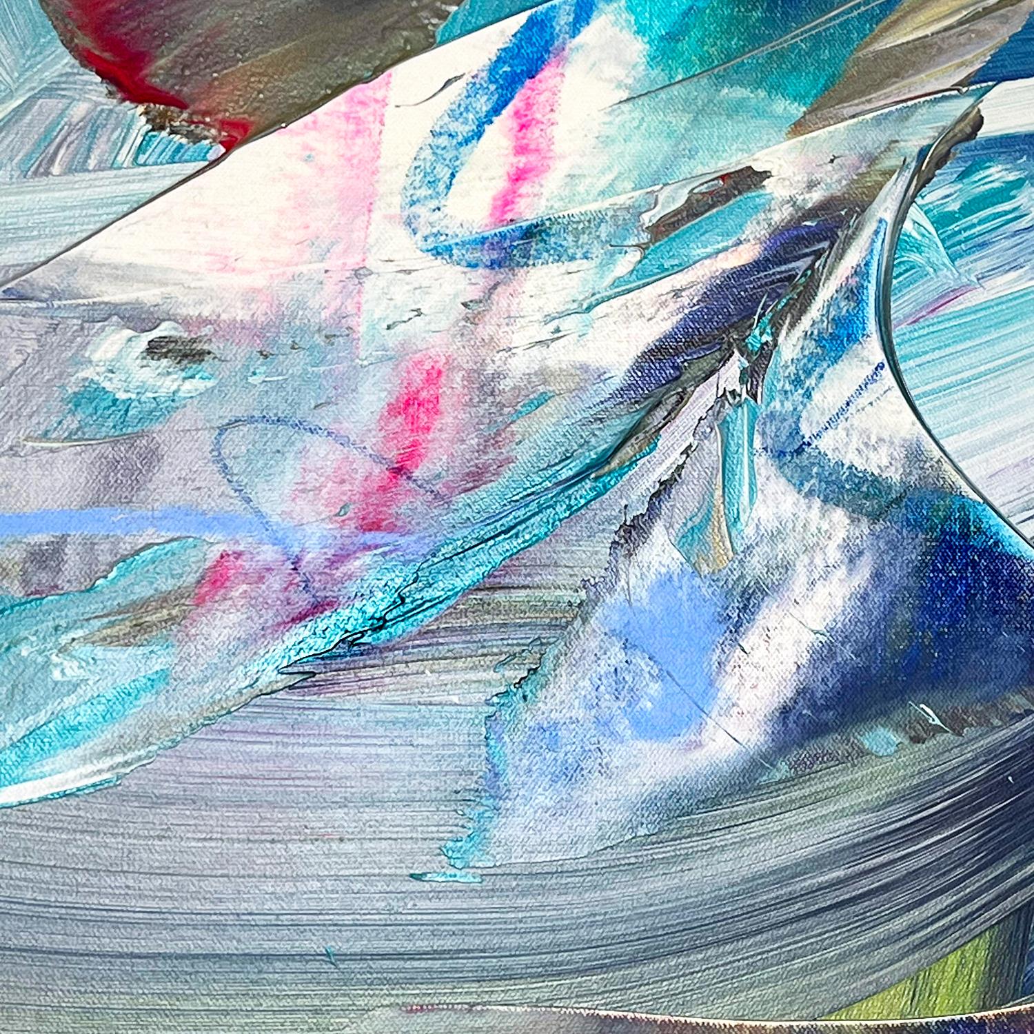 Blauer Himmel Crush 36 x 54 (Grau), Abstract Painting, von Joel Masewich