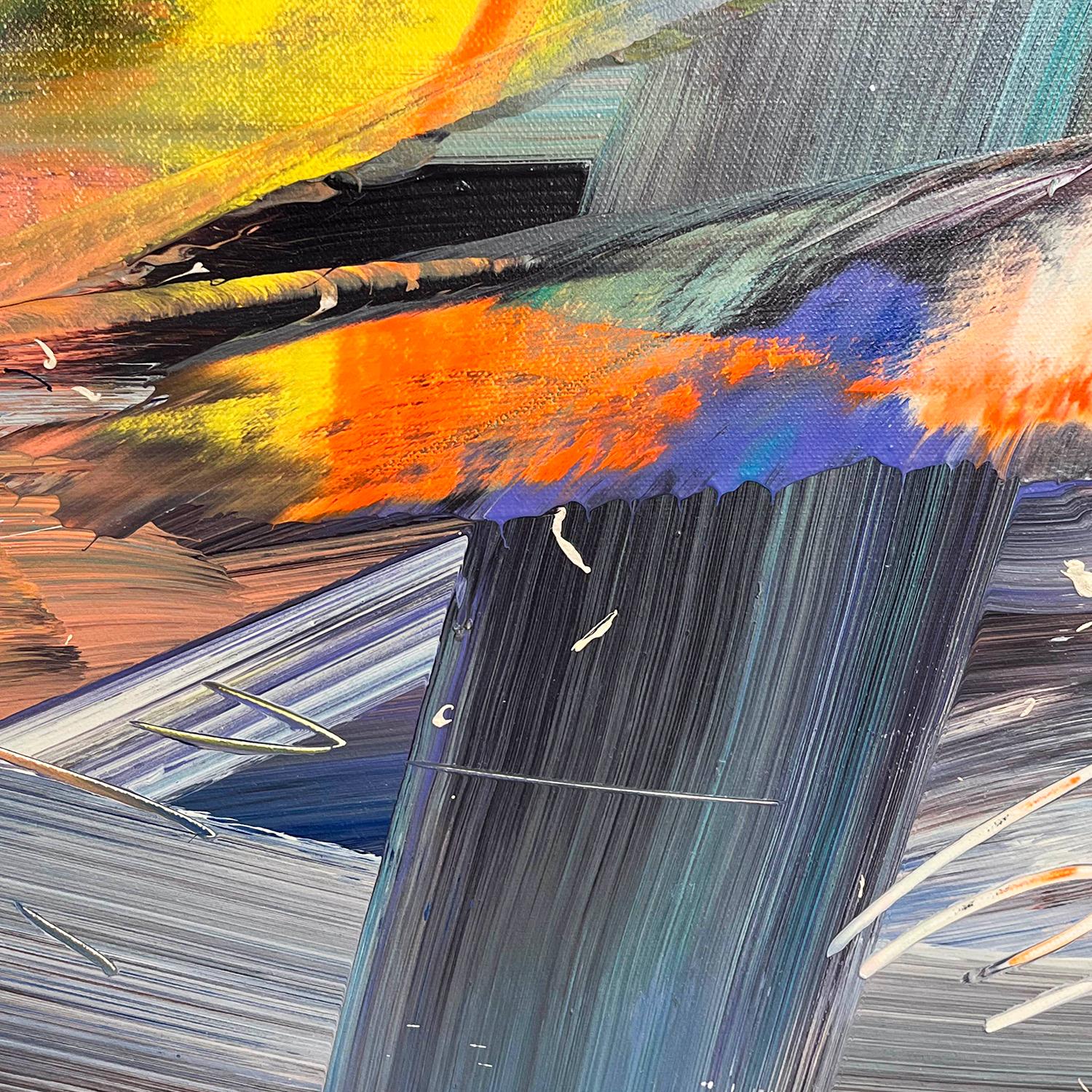 Joel Masewichs vielschichtige, imaginär-abstrakte Werke stellen seine emotionale Reaktion auf Landschaften dar, wobei viele seiner Werke visuelle Bezüge zu Wasser oder Licht enthalten. Die lebhaften Farbtöne sind so kontrastreich, als würden sie von