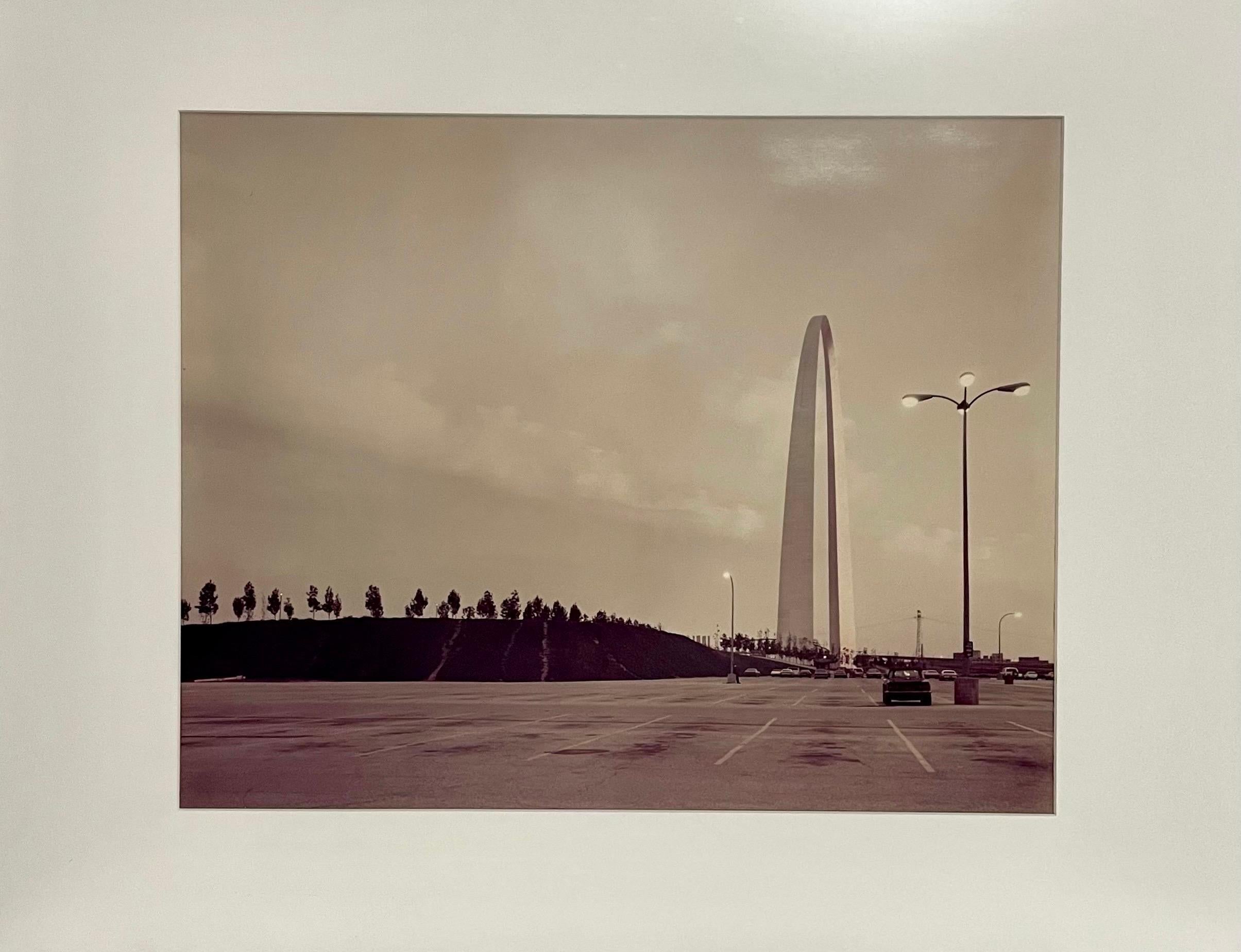St. Louis and the Arch Vintage Photograph
Title, initials, dated 1977, copyright 1982, and edition B/J on verso 
Provenance: US Bank Visual Arts Department identification sticker. Mercantile Trust Company tag to frame.
Image: 15 x 19 in. (16 X 20),