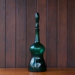 Joel Myers Emerald Green Blenko Genie Bottle Vase Retro Midcentury Art Glass