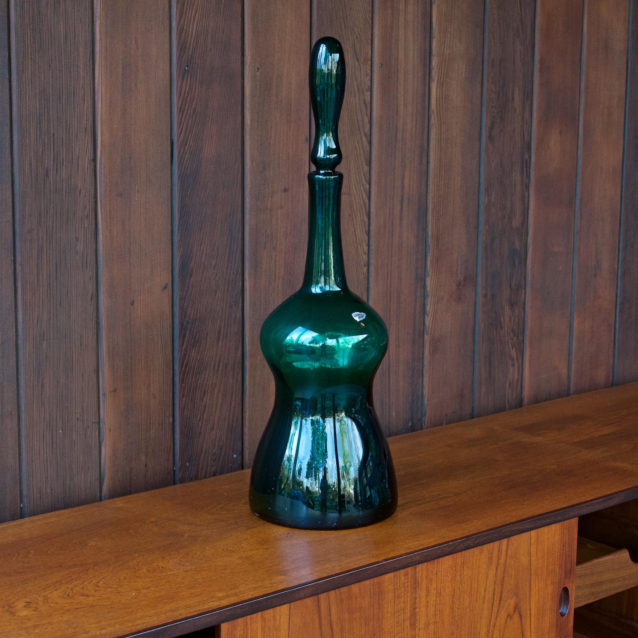 Joel Myers: Smaragdgrüne Blenko Genie-Flaschenvase:: Retro:: Kunstglas:: Jahrhundertmitte (Moderne der Mitte des Jahrhunderts) im Angebot