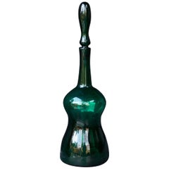 Joel Myers Vaso a bottiglia Blenko Genie verde smeraldo Retro Midcentury Art Glass