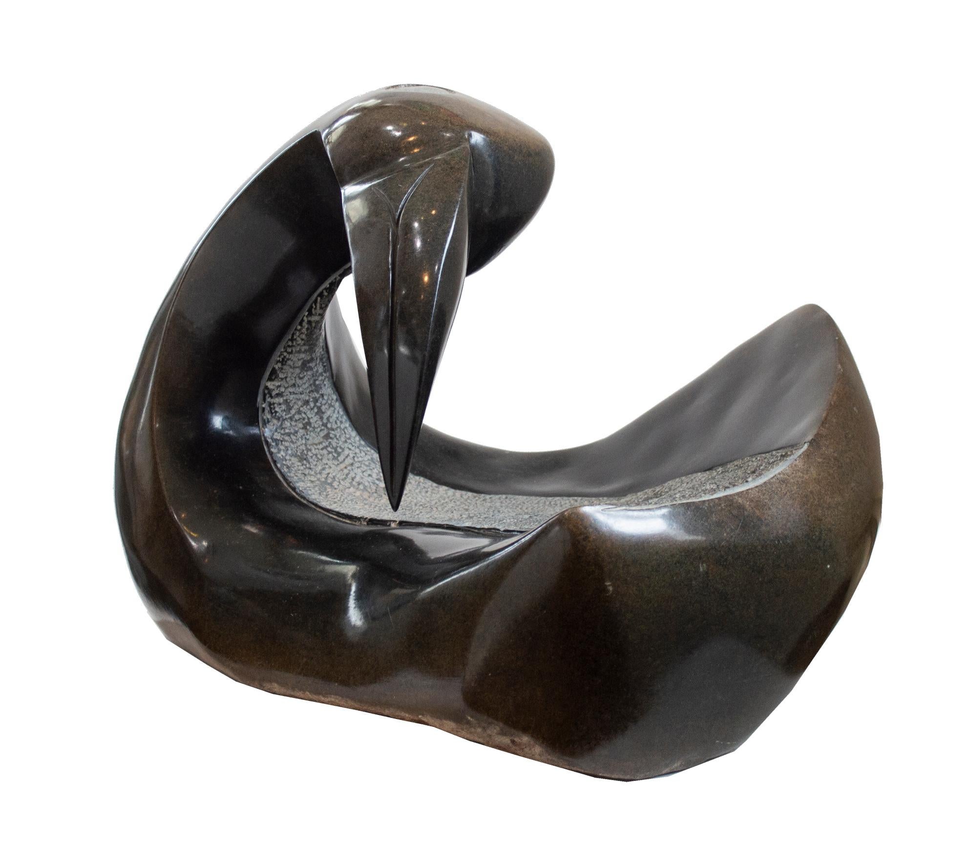 Sculpture originale Shona en opale serpentine « Landing Dove » signée par Joel Nhete en vente 6