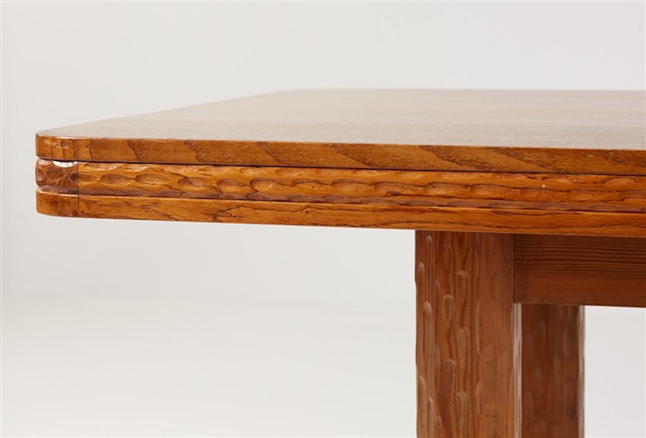 Wrought Iron Joel Norborg, Library Table, Oak & Oak, Sweden, 1910