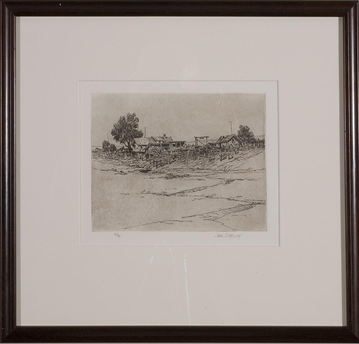 Joel Ostlind Landscape Print - Grandma & Grandpa's 12/96 (ranch life, pasture, the West)