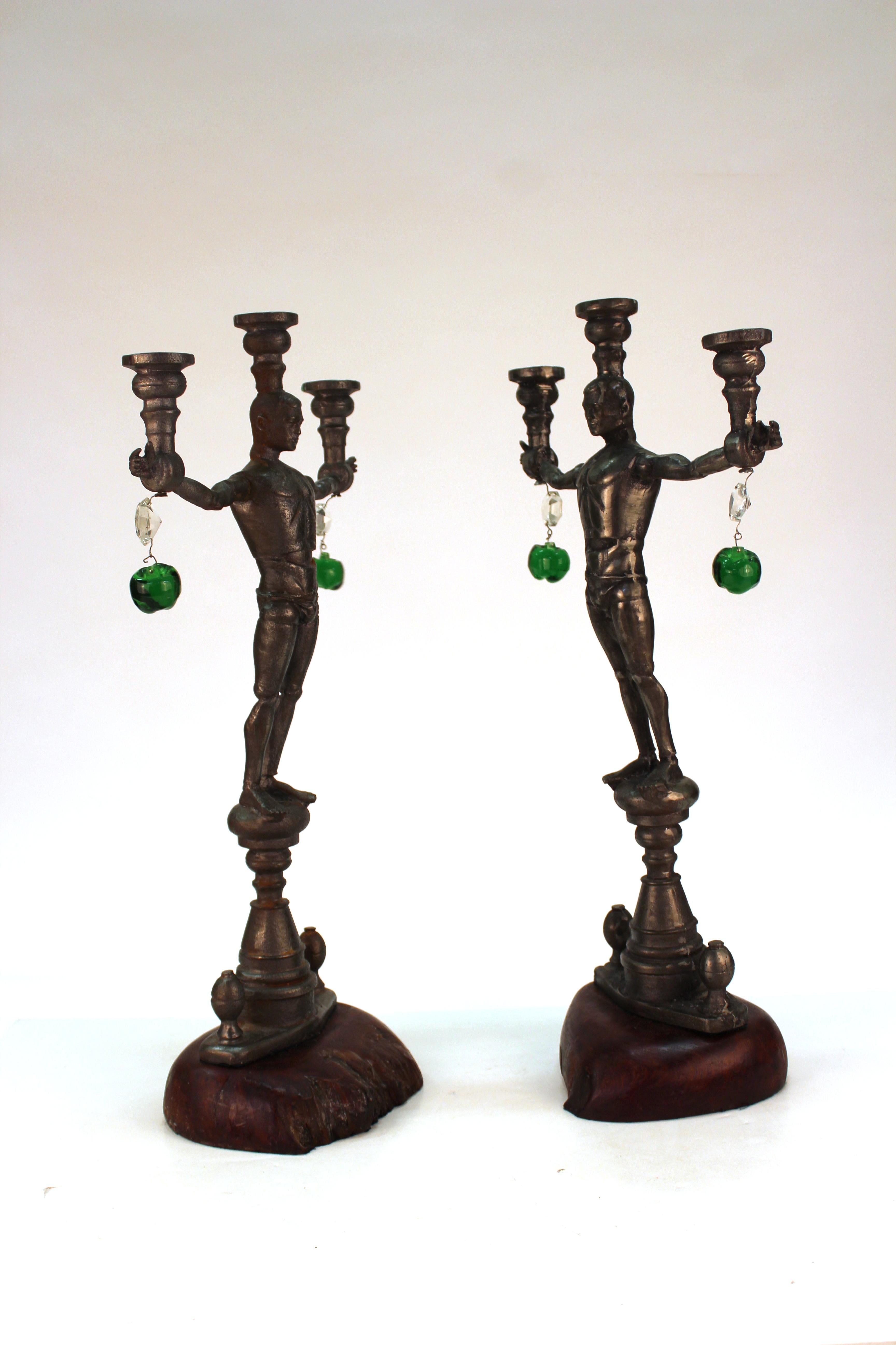 Joel Otterson G.I. Joe Candelabras in Cast Iron In Good Condition In New York, NY