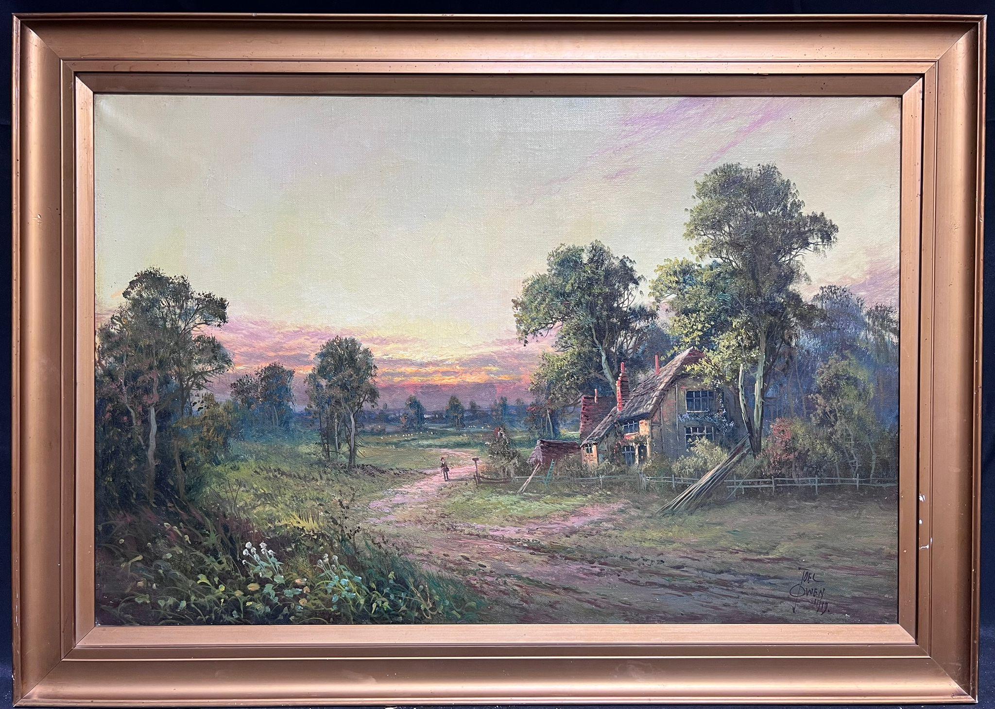 The Close of Day, nr. Dorking, Surrey
by Joel Owen (British, signed and dated 1919)
oil on canvas, framed
framed: 25 x 35 inches
canvas: 20 x 30 inches
provenance: private collection, UK
condition: very good and sound condition, slight indent to