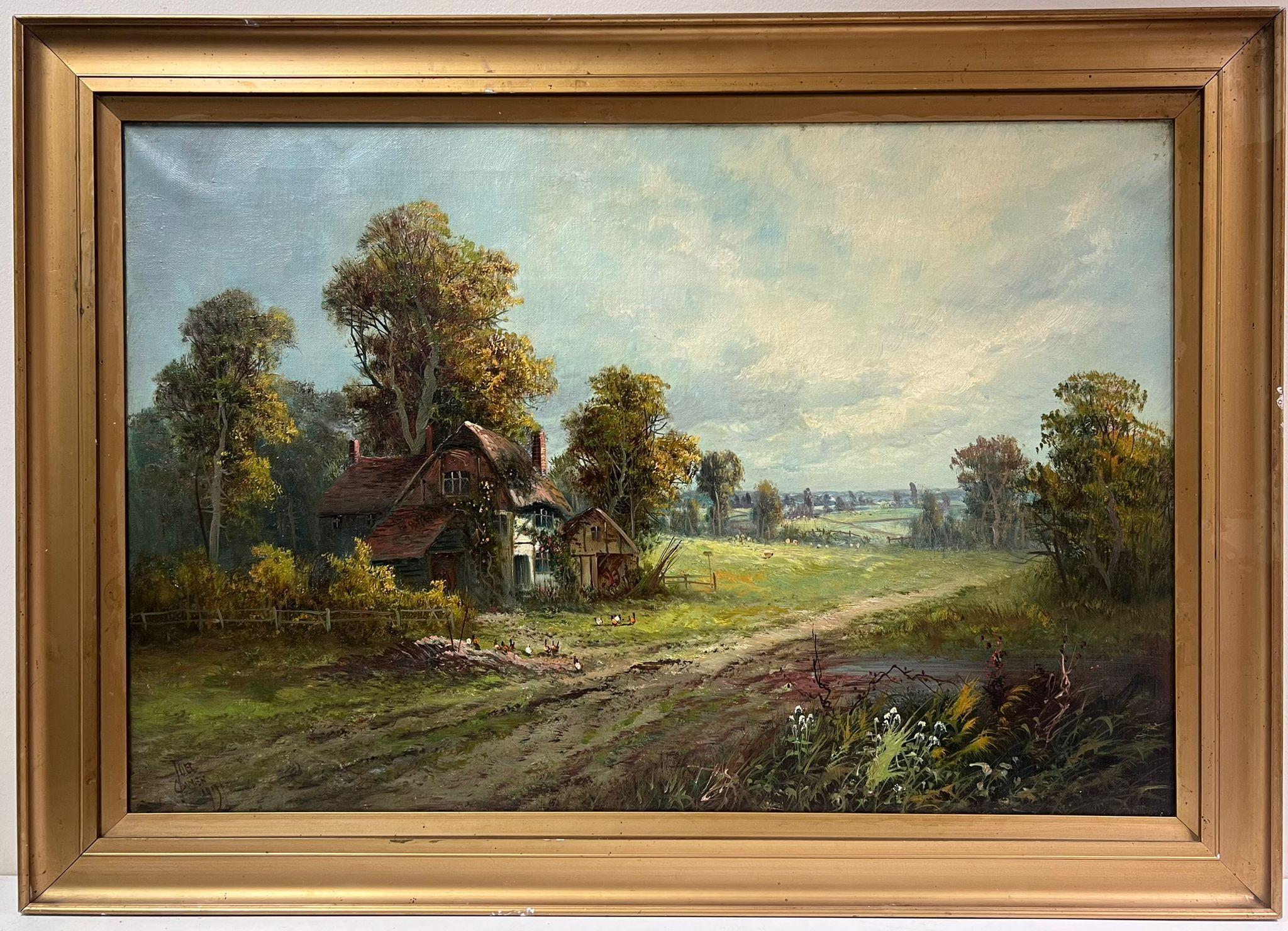 'Start of the Day, Dorking, Surrey'
signed by Joel B. Owen (British, signed and dated 1919)
oil on canvas, framed
framed: 25 x 35 inches
canvas: 20 x 30 inches
provenance: private collection, UK
condition: very good and sound condition
