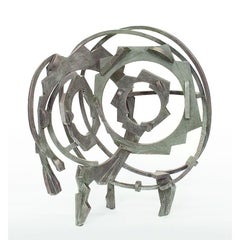 "Copper Green" Abstract, Industrial Copper Metal Sculpture by Joel Perlman