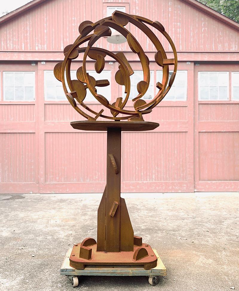 "Heavy Round Table" Abstract, Outdoor Metal Sculpture in welded steel