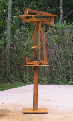 Scultura astratta in metallo di grandi dimensioni "Red Ryder", in acciaio, di Joel Perlman