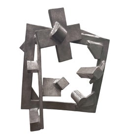"Silver Square" Joel Perlman, Geometric, Abstract, Modernist Metal Sculpture