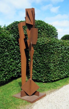 "Sky Ryder" Abstrakte, industrielle Stahl-Metall-Skulptur für den Außenbereich