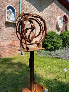 "Table Round" Abstract, Industrial, Outdoor Metal Sculpture in welded steel