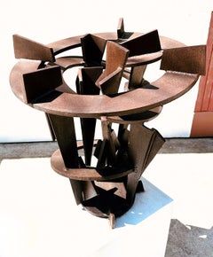 Großformatige, abstrakte Metallskulptur „Tornado“ aus Stahl von Joel Perlman