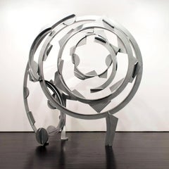 "Wonder Wheel" Abstract, Steel Metal Industrial Outdoor Sculpture