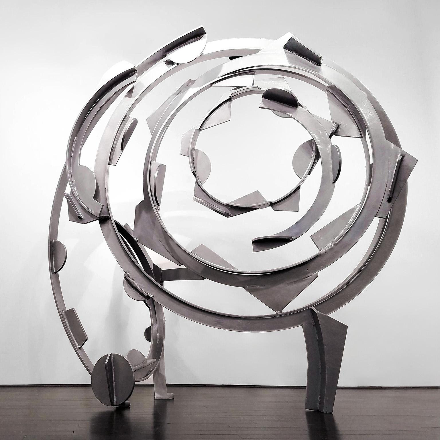 Sculpture d'extérieur industrielle abstraite en acier et métal « Wonder Wheel » en vente 1