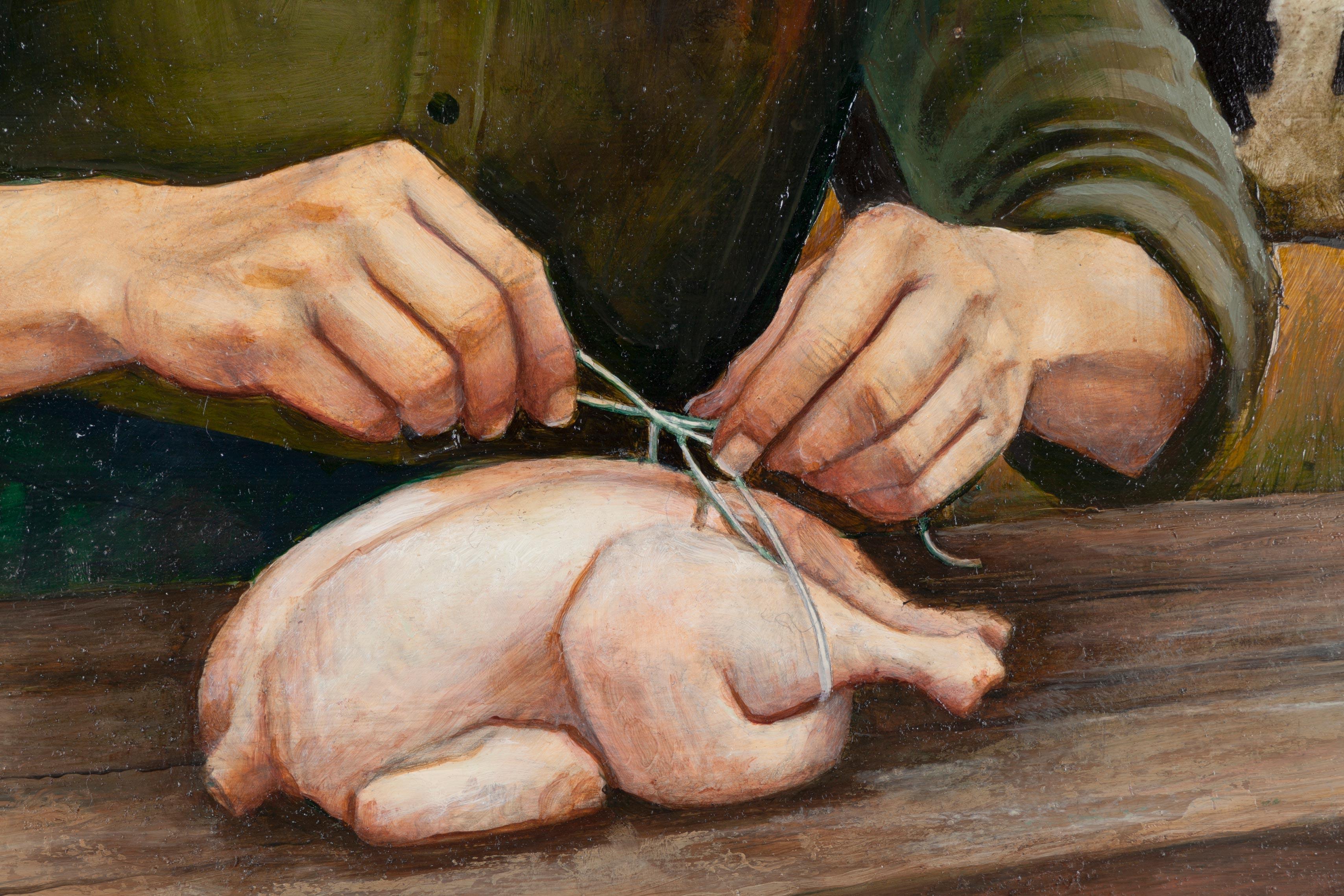 How to Truss a Chicken - Painting by Joel Sager