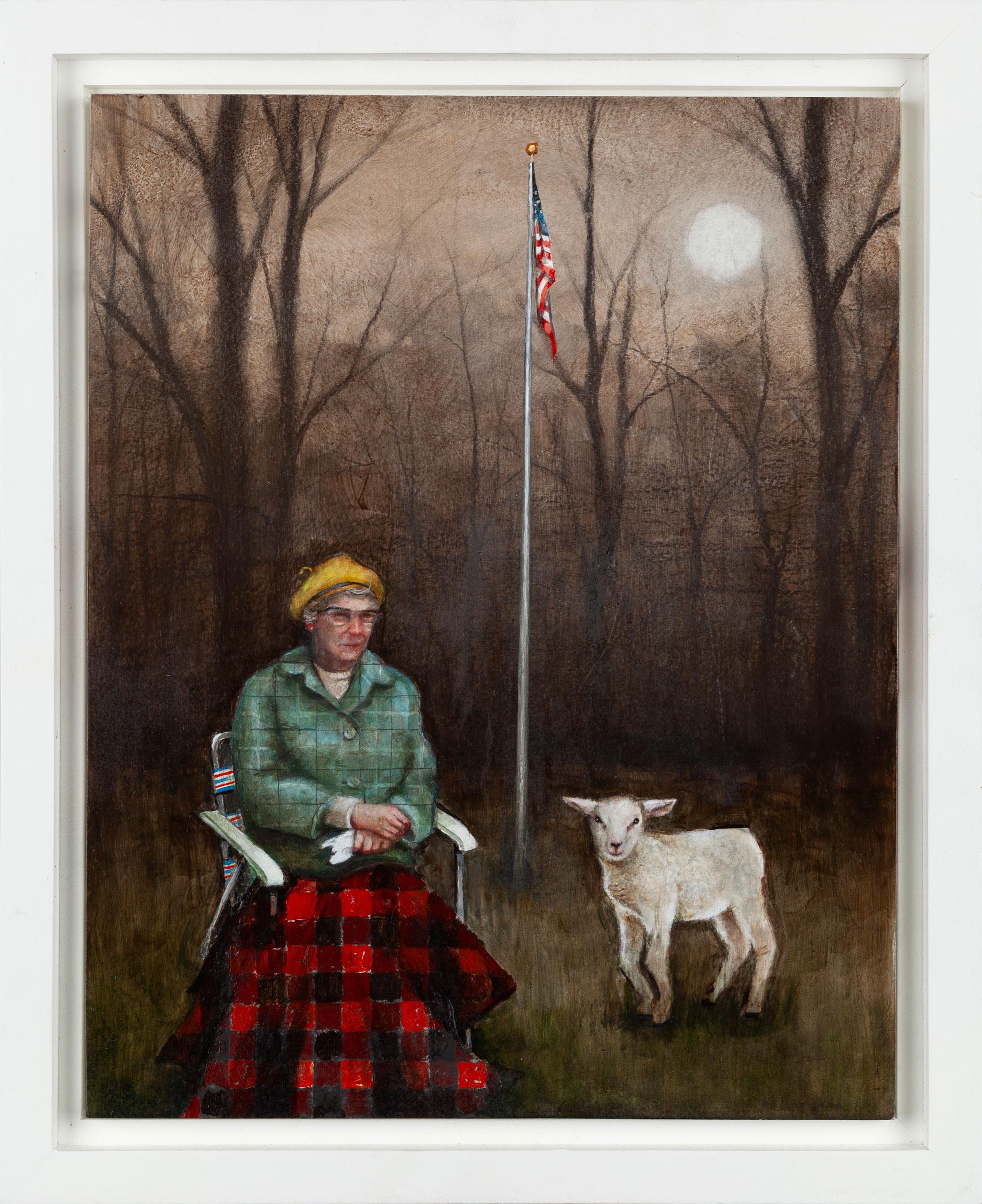 Joel Sager Figurative Painting – Lamm zur Schlachtbank
