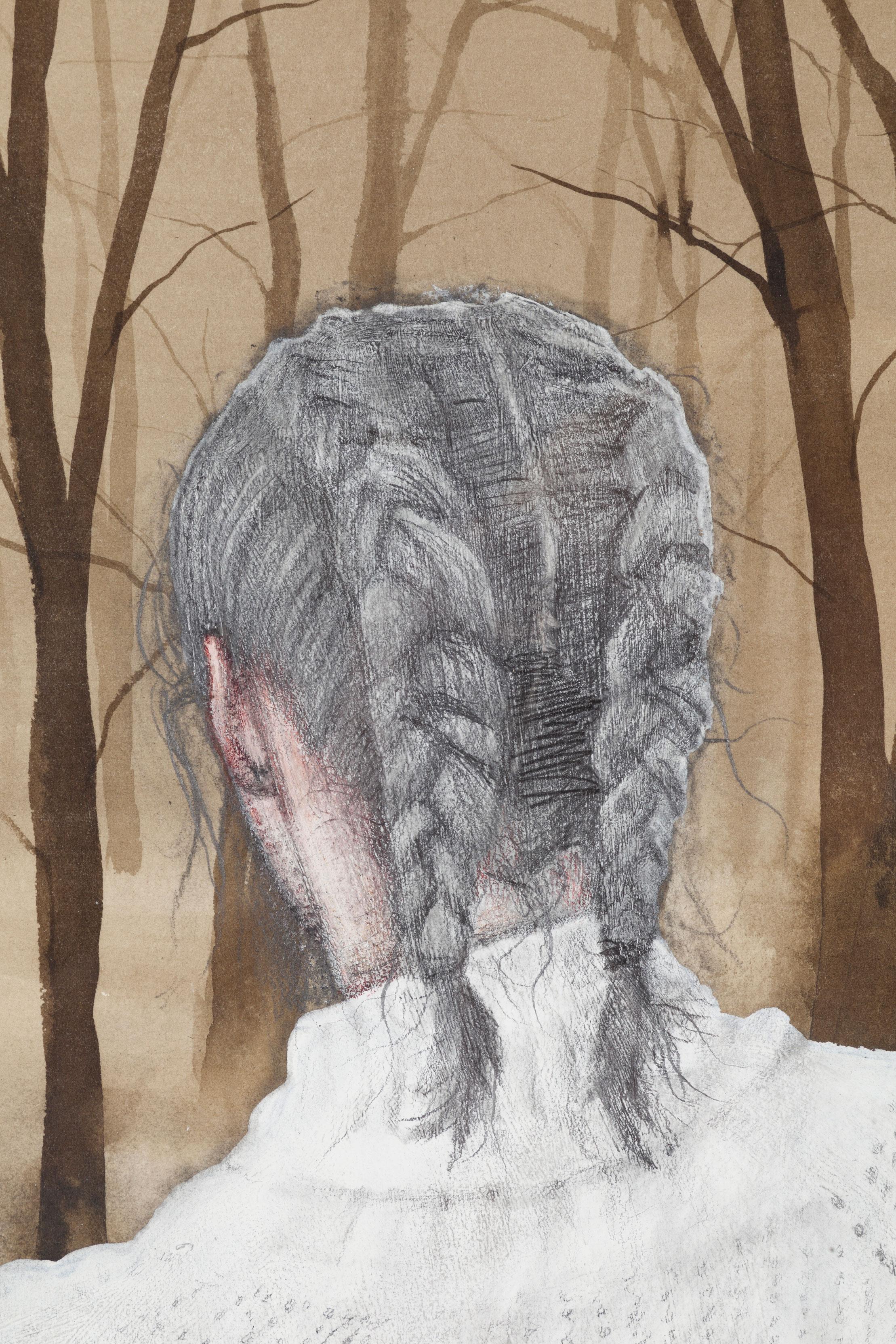 Paseo por el bosque a la luz de la luna - Painting de Joel Sager