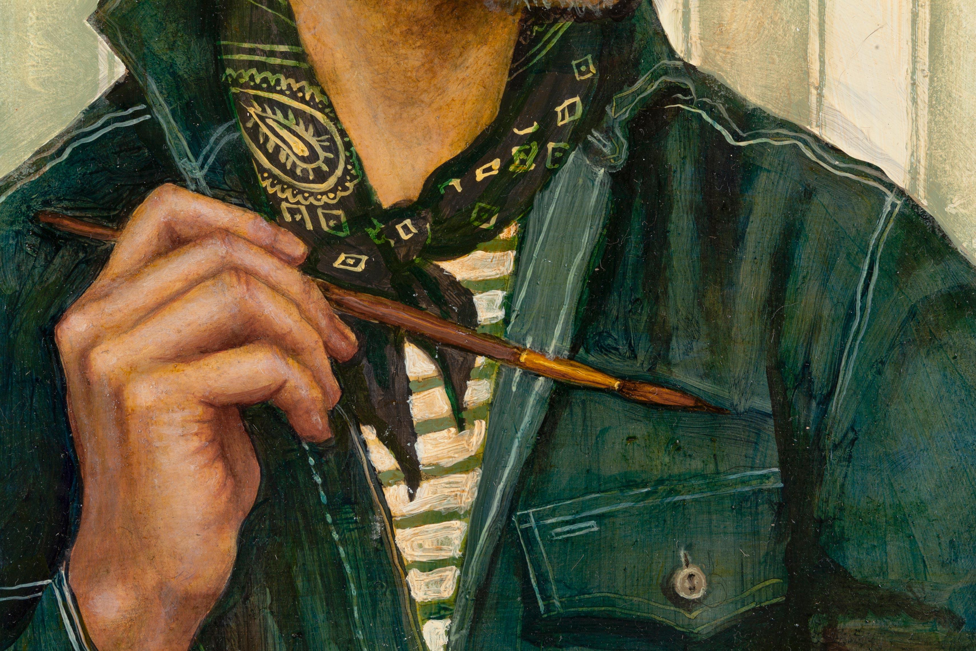Self-Portrait (45 ans) - Contemporain Painting par Joel Sager