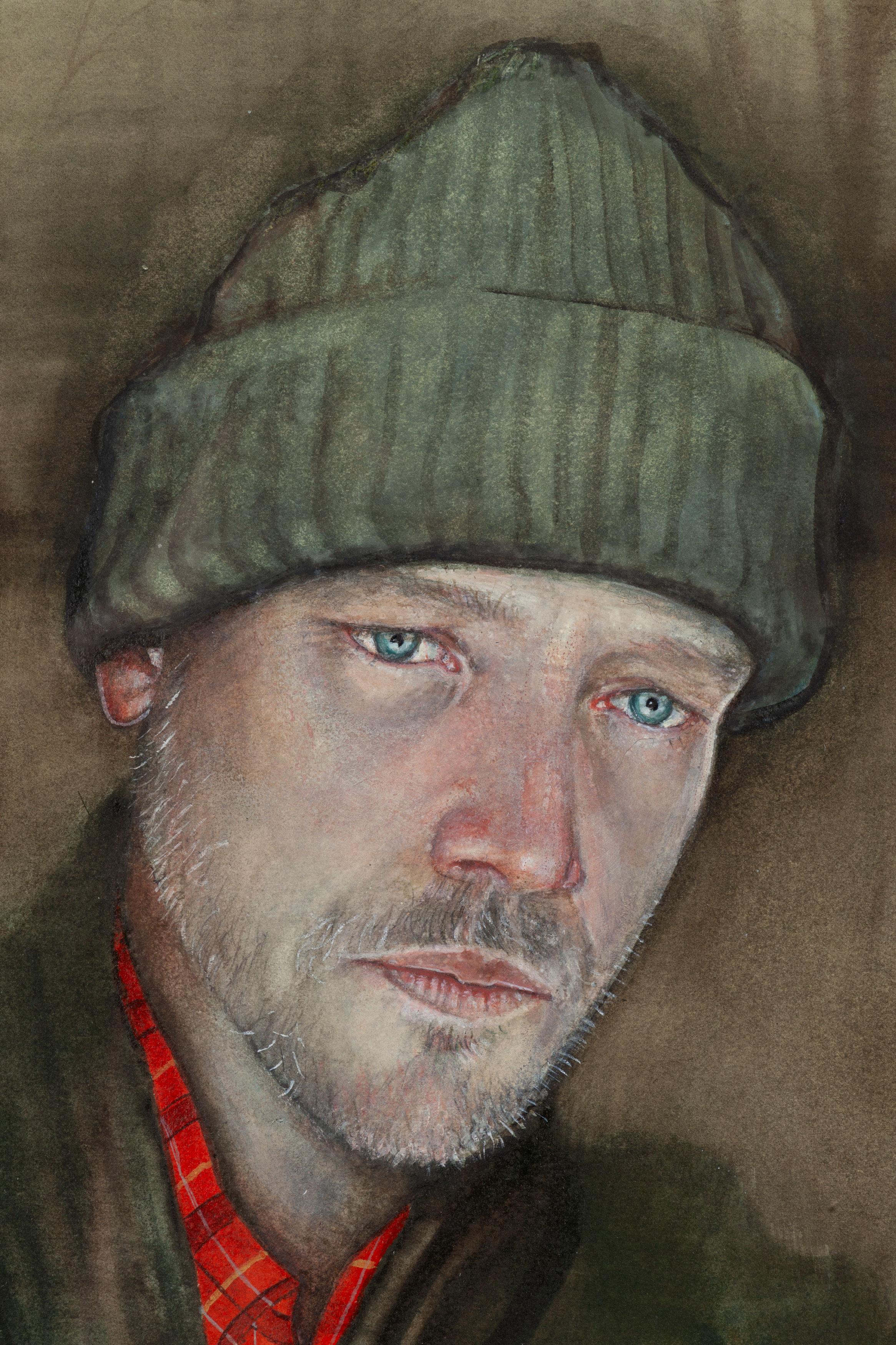 Self-Portrait nel Wood ad Eventide - Painting di Joel Sager