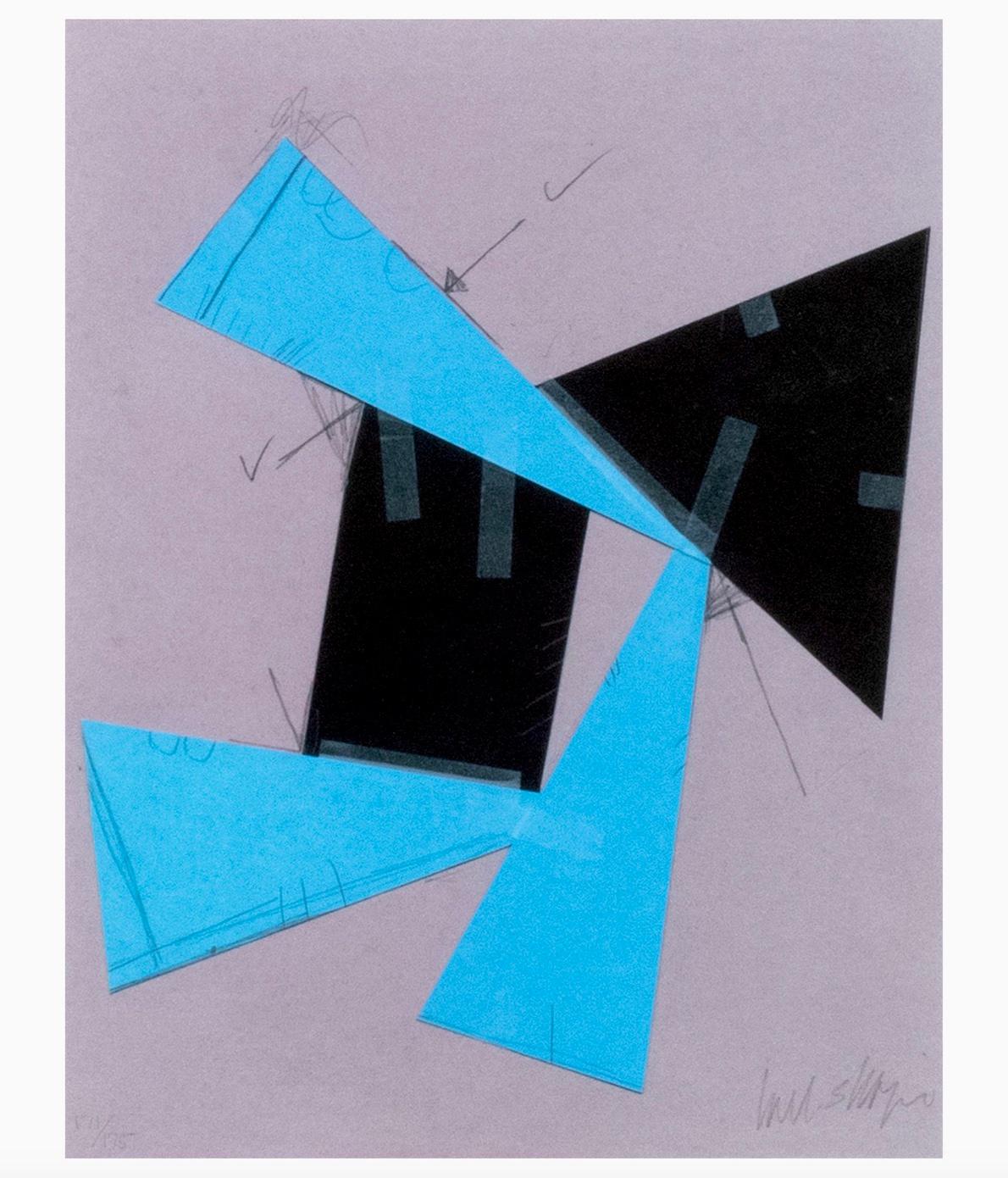 Pour les archives, gravure lithographique du sculpteur minimaliste, signée à la main 171/175, encadrée - Minimaliste Print par Joel Shapiro