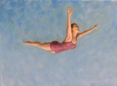 Salto de fe -opintura al óleo figurativa del impresionismo original-Arte contemporáneo
