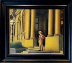 The Rendezvous, Original Oil on Linen, Figurative Realism Cityscape painting