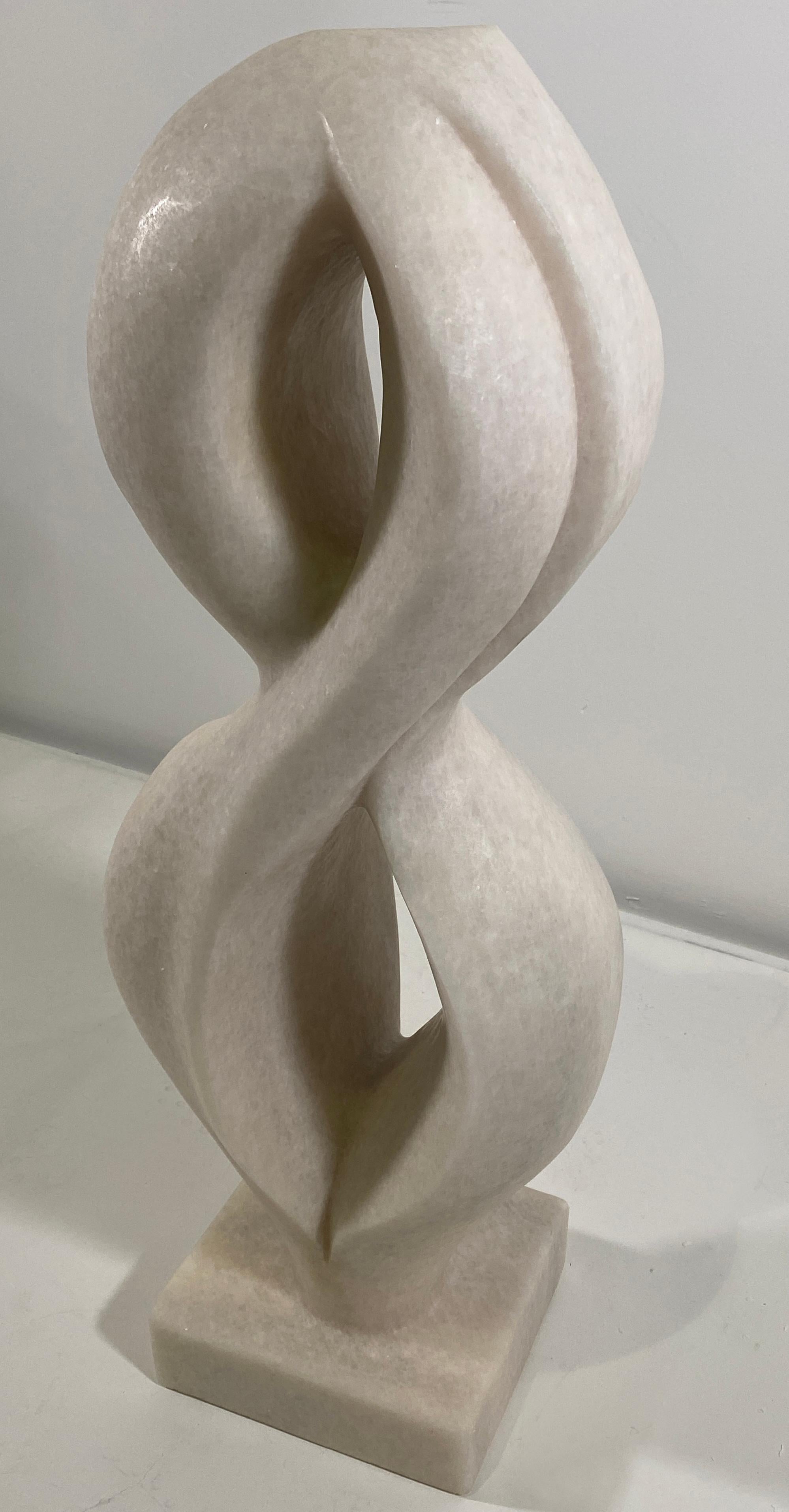 Contemporary Joel, Swiss Modern White Marble Abstract Sculpture, Evelyne Brader-Frank For Sale
